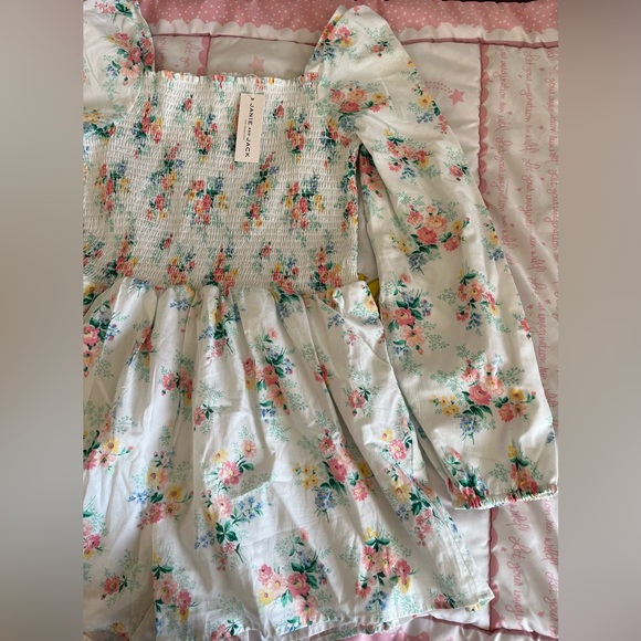 18, Janie and Jack Floral Smocked Romper NWT - Picture 5 of 17